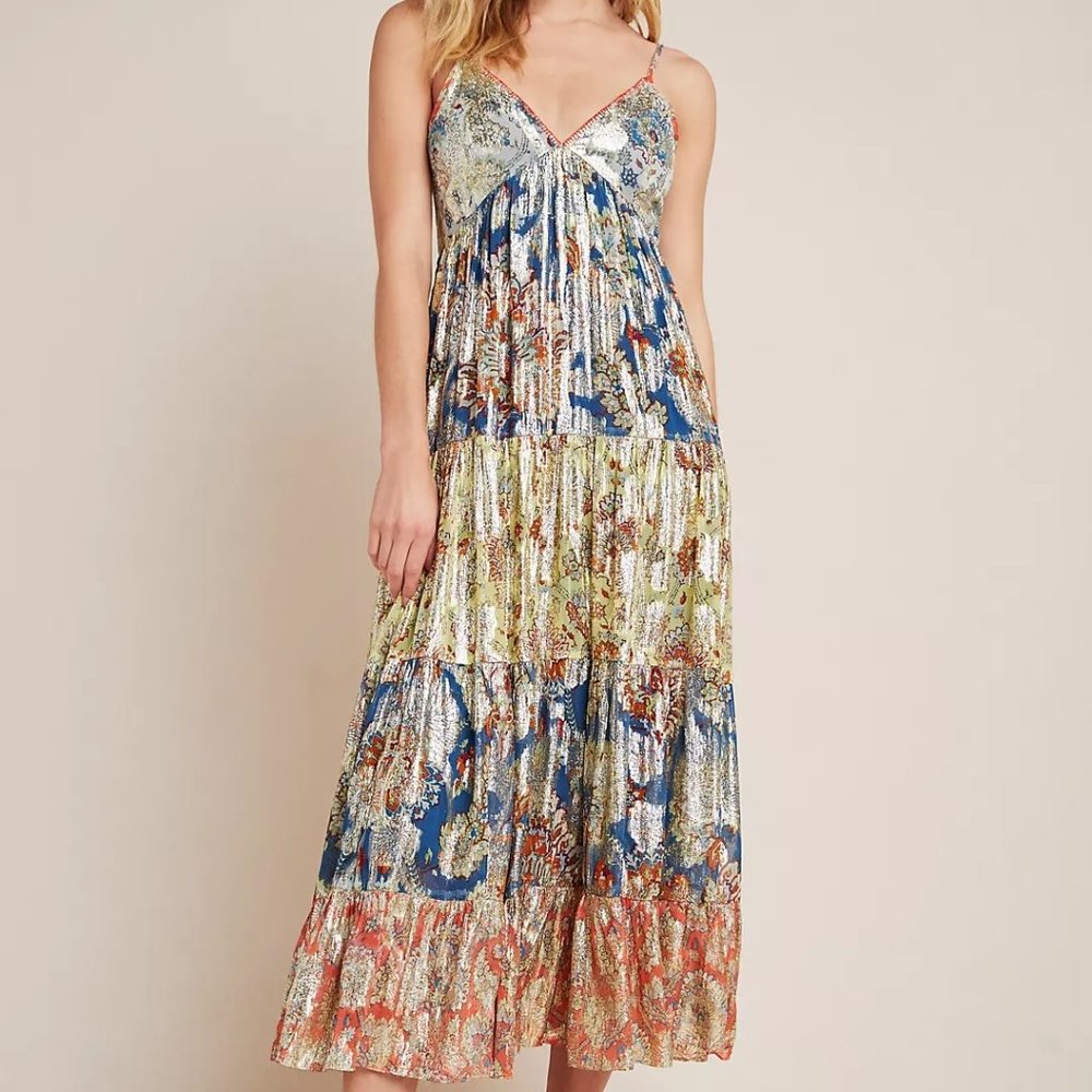 Anthropologie Verb Pallavi Singhee Echo Tiered Maxi Dress - 8P
